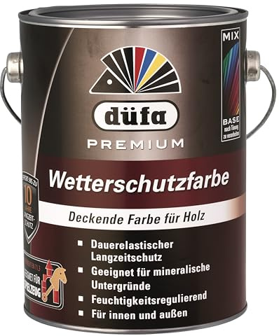 düfa Premium Wetterschutzfarbe Dunkelbraun 2,5L Holzfarbe Dauerschutzfarbe Holzlack Wasserbasiert für Innen & Außen