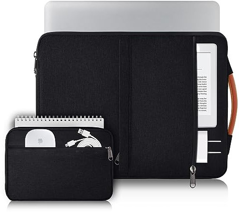 Voova Funda Portatil 15 15.6 16 Pulgadas 360°Protectora Funda Ordenador para Macbook Pro 16, Notebook, Acer, ASUS, DELL, Lenovo, MSI Bolsa Portátil con Bolsa de Accesorios, Negro