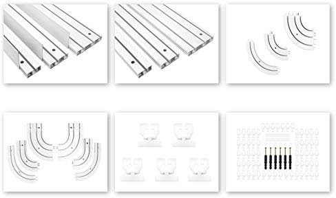 HEXIM Vorhangschienen & Zubehör aus PVC - Auswahl von 1, 2 & 3-läufigen Schienen, Rundbögen, Montagezubehör sowie Blenden - OM Modellreihe (Montagezubehör für 2-läufige OM Schienen)