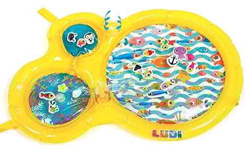 LUDI - Le Tapis d’Eau - Grand Tapis d’Activités Sensorielles pour Éveiller Bébé - Développer la Motricité - 16 Animaux Flotteurs - À Partir de 10 Mois