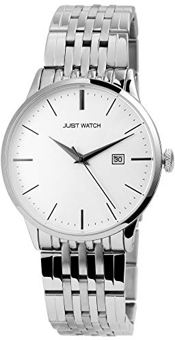 Just Watch Herren-Uhr Edelstahl Gliederarmband Datum JW149 Analog Quarz JW20095 (silberfarbig/weiß)