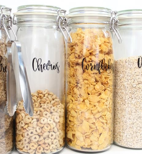 BS 2 x Custom Personalised Home Organisation Name Labels Stickers | PANTRY JARS | STORAGE BINS | BOTTLES | CONTAINERS | BOXES | Custom Edit | Hinch | Many Sizes | 24 Colours | Upto 14 characters