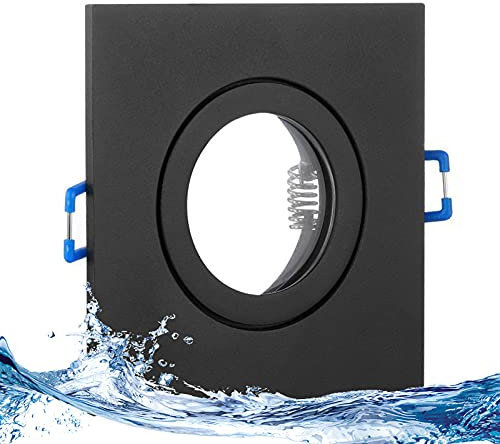 trendlights24 Mare IP44 Bad LED Einbaustrahler 230V Schwarz eckig 3 Stufen dimmbar ultra flach 35 mm 3er Set 5W Warmweiß Deckenleuchten für Feuchtraum