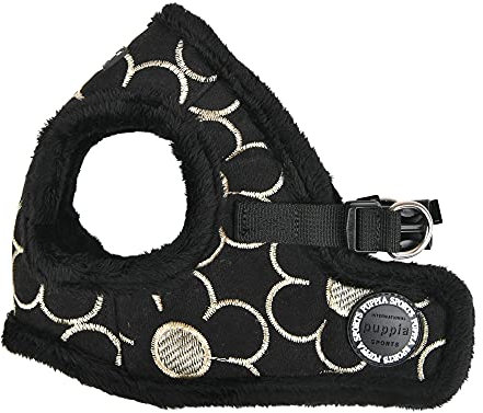 Puppia Brustgeschirr für kleine und mittelgroße Hunde - Florent Harness B - verstellbar und komfortabel, Schwarz, M