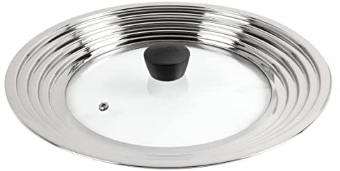 Kuhn Rikon, Tapa de Cristal y Acero Inoxidable Multiusos que se Adapta a Cualquier Olla o Sartén con Diámetro de 24 a 30 cm, Dispone de Visor para Ver los Alimentos, el Pomo se Mantiene Siempre Frío
