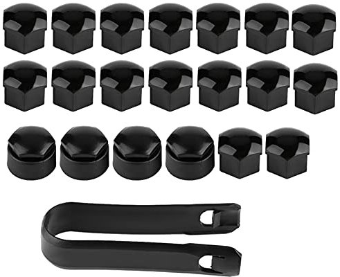20 Stücke Radschrauben Kappen, Universal 17mm Kunststoff Nut Abdeckkappe Schraube Auto Mutter Deckel mit Entfernung Werkzeug Radbolzen Schutz Cover Radmuttern (Schwarz)