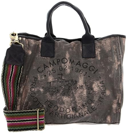 Campomaggi Handtasche Umhängetasche Shopping Bag Bronzo - T/Grigio + St. Nera braun