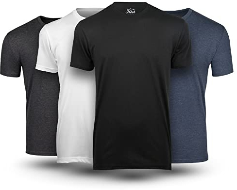 Fresh Clean Threads T-Shirts mit Rundhalsausschnitt für Herren, Kurzarm, körpernahe Passform, weiche Baumwoll-Polyester-Mischung, etikettenloser Komfort