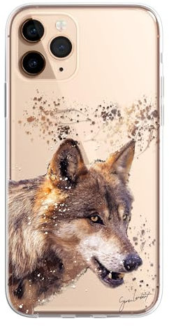 SmartGiftShop American Wildlife Animals Case Splatter Art CLEAR Phone Cover Case Exclusive Artwork for iPhone X/XS - Wolf 2