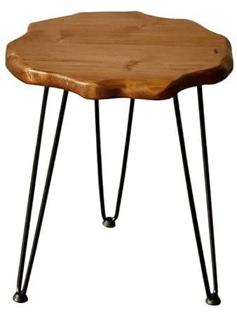 Spetebo Massivholz Beistelltisch aus Kiefernholz 45 cm - rund - Holz Tisch mit natürlichen Tischkanten - Sofatisch Couchtisch Nachttisch Dekotisch Blumentisch massiv handgefertigt