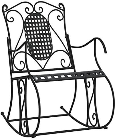 vidaXL Schaukelstuhl Gartenstuhl Schwingsessel Metallstuhl Schaukel Stuhl Terrassenstuhl Balkonstuhl Gartenmöbel Garten 84cm Schwarz Stahl
