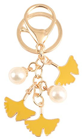 ARFUKA Schlüsselanhänger Ginkgoblatt Perle Anhänger Autoschlüsselanhänger Schlüsselringe Schlüsselbund Taschenanhänger Keychain Weihnachtsgeschenke Geburtstaggeschenke Valentinstaggeschenk