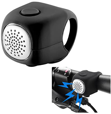 Uennm Fahrradklingel Elektrisch, wasserdichte Fahrrad Bell, Tragbar Fahrradhupe Fahrrad, 100 dB, 3 Geräusche, geeignet für MTB, Rennrad, BMX, Mountainbike, Roller, Kinderfahrrad, Schwarz
