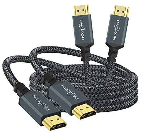 Twozoh Cable HDMI 4K 1M 2 Unidades, Cable HDMI trenzado de nailon a HDMI soporte 18Gbps 3D/4K@60Hz/2160P/1080P