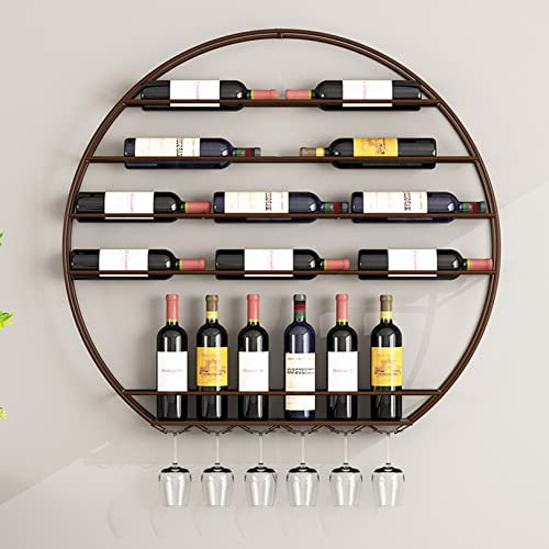 NileMAll Portabottiglie Rotondo da Parete, Portabottiglie in Metallo per Bicchieri da Vino, Organizzatore di Bottiglie di Vino Galleggiante Moderno per Arredamento Cucina Bar di casa - 80cm/31.5in