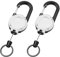 Vicloon Portachiavi Retrattile, 2 Pezzi Clip a Bobina, Portachiavi Allungabile, Retrattile Bobina Badge con Moschettone Clip con Cavo Acciaio da 60cm per Ufficio, Affari, Exhibition(Bianco)