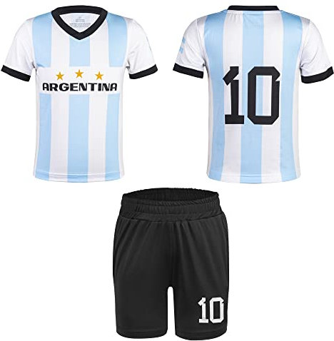 BDONDON Maglia da calcio per bambini e bambine, traspirante, leggera, per allenamento di calcio per ragazzi (2-14 anni), Bianco-argentina, 11-12 anni