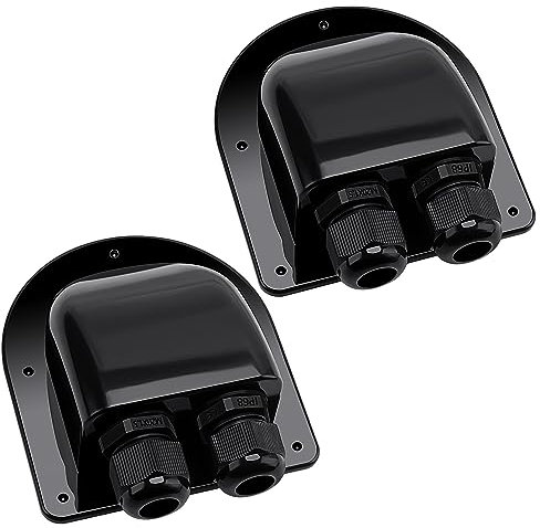 VooGenzek 2 PCS Cable Entry Gland Solar Double Holes, Solar Cable Gland Waterproof Housing, for Solar Panels, Motorhomes, Caravans, Boats, for Cable 6-12mm (Black)