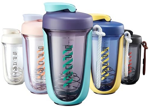 Qavi Protein Shaker Bottle With Stainless Steel Mixing Wire Ball and Rope, Premium Shaker Made of Tritan Materiel BPA Free, Durable Leakproof And Odourless | 590ml Green