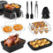 Air Fryer Accessories, 9PCS for Ninja Dual AF300UK AF400UK Including Silicone Air Fryer Liner & Dual Air Fryer Racks & Silicone Gloves etc Dual Air Fryer Accessories, Compatible with Oven, Microwave