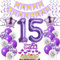Deko 15. Geburtstag mädchen Lila,Geburtstagsdeko 15 jahre mädchen Luftballons 15 Geburtstag dekoration lila,Folienballon 15 Geburtstag deko mädchen Violett Tortendeko 15 Geburtstag Mädchen deko