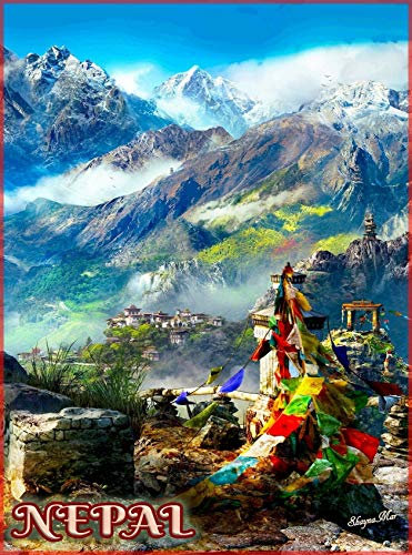 Wandkunst, Metallschild, 20,3 x 30,5 cm, Nepal, Südostasien, asiatischer Mount Everest, Reisewerbung, Metall-Blechschild, Hausdekoration, Geschenk, 20,3 x 30,5 cm