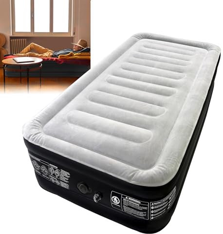 XMTECH Luftbett 1 Personen Luftmatratze Selbstaufblasend mit ntegrierter Elektrischer Pumpe, Aufblasbare Matratze für Camping & Gästebett, 187 cm x 90 cm x 46 cm
