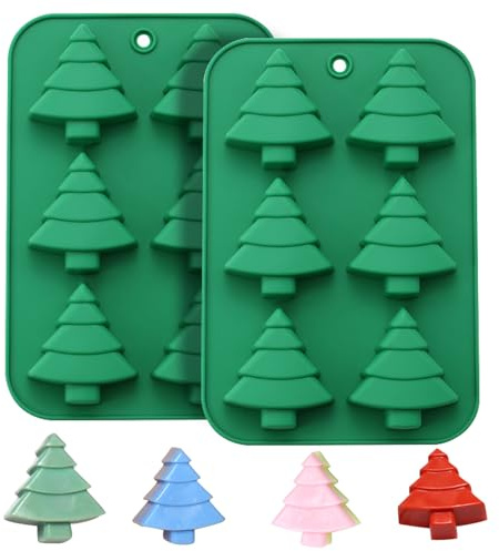 EDUEE Weihnachts-Kuchenform, 2 Stück, Weihnachtsbaum-Silikonformen für Seife, Eiswürfel, Badebombe, Kerzen, Backen