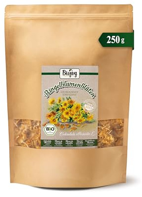 Biojoy Fleurs de Calendula séchées BIO (250 g), entières et sans additifs (Calendula officinalis L.)