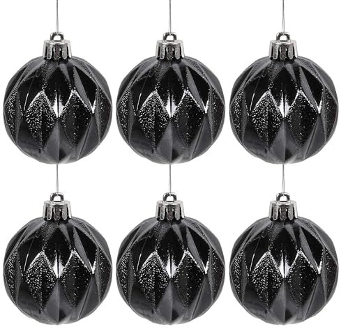 sarcia.eu Anthrazitfarbene Christbaumkugeln, Set aus Kunststoffkugeln, Christbaumschmuck 6cm, 6 Stück