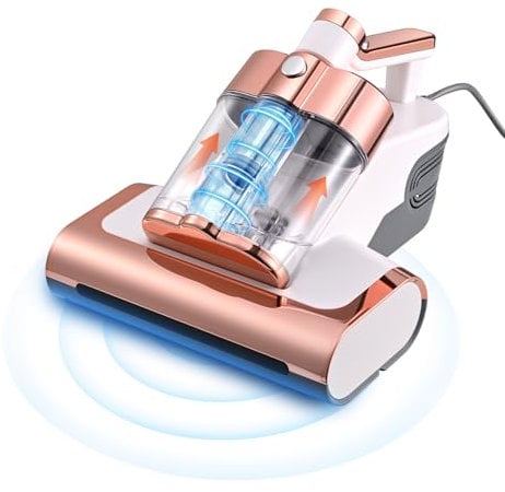 MusyVocay Vacú de Acaros con Ultrasonido y luz UV, 500W 13kPa, Aspiradora de Colchones con Pantalla LED Inteligente, Filtración de Doble Ciclón, Potente, sin Alergias para el Sofá, Cama de Colchón