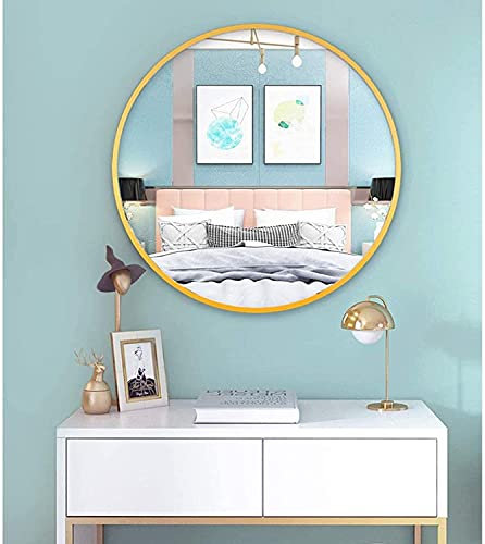 MKYOKO Großer runder Wandspiegel mit Goldrahmen, Wandspiegel, Flurspiegel, Badezimmerspiegel, Flur, Wohnzimmerspiegel, Kaminspiegel, exquisit / 40 cm
