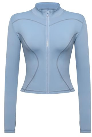 Gyabnw Laufshirt Damen Langarm Langarmshirt Damen SportLaufjacke Sportjacke Tops Gym Oberteil Sweatjacke mit Daumenloch Fitness