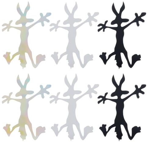 SUPERFINDINGS 6 pz 3 colori Cartoon Coyote Splat Decalcomania Riflettente Dent Fix Car Decal Coyote Adesivo Splat Grafica Decalcomania per Auto per Auto Camion Moto Finestrino 28x20cm