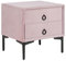 Table de Chevet à 2 Tiroirs en Velours Rose MDF Métal et Aluminium Tissu Soyeux Sezanne