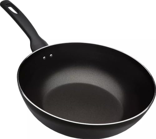 Aluminum Non Stick Deep Stir Frying Pan with Anti Slip Soft Touch Handle - All Induction Hob Pans for Multi Purpose Kitchen & Restaurant Wok Fry Pan - 28cm (Chef's Choice 1128)