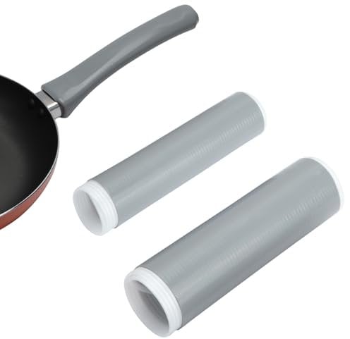 HIENCE 2 Sizes Silicone Pan Handle Covers - Heat Resistant Non-Slip Handle Sleeves for Cast Iron Skillets, Metal Frying Pans, Kitchen Cooking Accessories, Grey