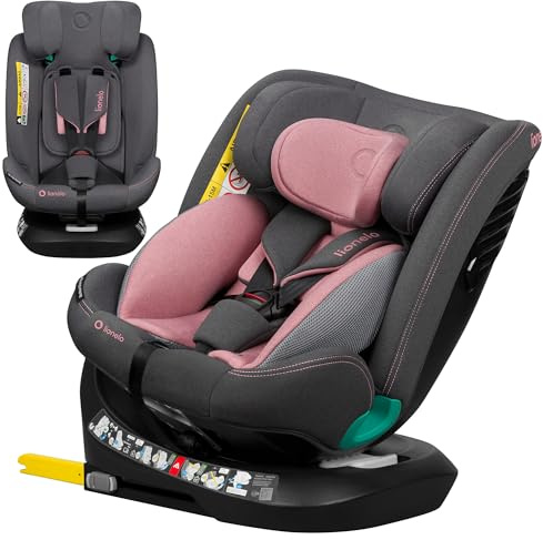 Lionelo Bastiaan i-Size One 360o drehbarer Autositz für Kinder 40-150 cm | Montage in Fahrtrichtung und entgegen der Fahrtrichtung möglich, ISOFIX Pas TopTether Einstellbare Rückenlehne