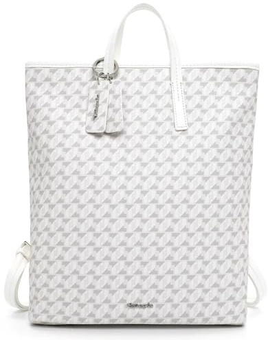 Tamaris Francesca Damen City Rucksack Handtasche aus Kunstleder in Weiß mit Grafik Print. weiß