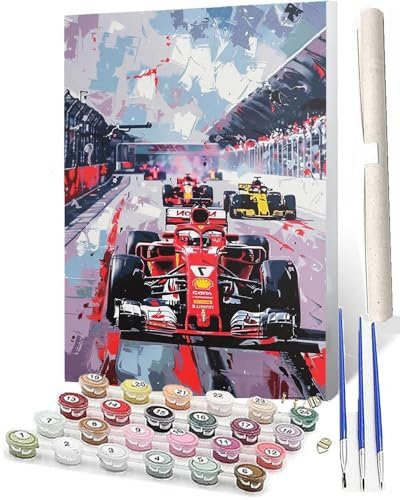 WMZPOY Peinture par Numéros pour Adultes,Acryliques Peintures Numéros Adultes Débutants Voiture de course - 2 Peinture avec 3 Pinceaux40×50 cm sans Cadre