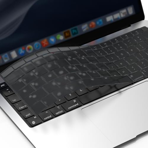 GPXIIZ Cubierta del Teclado Compatible con 2021 2020 MacBook Air 13 Pulgadas M1 A2337 A2179 con Retina & Touch ID, Protector Cubierta de Teclado, US Layout, Gris Translúcido