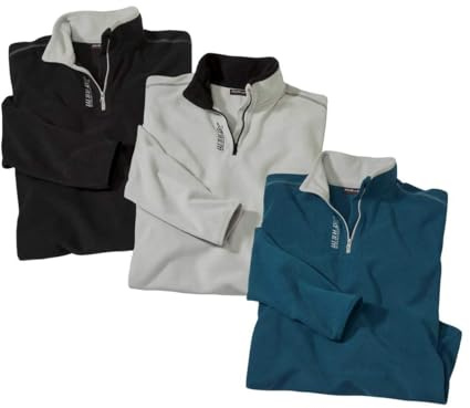 ATLAS FOR MEN - 3er-Pack Microfleece-Pullover - L