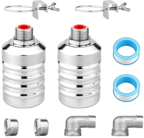 2 Stk Wasserschwimmerventil, Edelstahl Schwimmerventil zur Automatischen Wasserstandsregelung Anschlussarten 1/2 Zoll und 3/4 Zoll für Fischtank Schwimmbecken Viehtrog