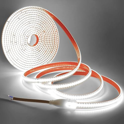 XUNATA COB LED Streifen, Alle 10cm schneiden, 220V 240LEDs/m Superhell Hohe Dichte, Flexibles COB LED Lichtband Strip für Home Innendekoration (Weiß, 25M)