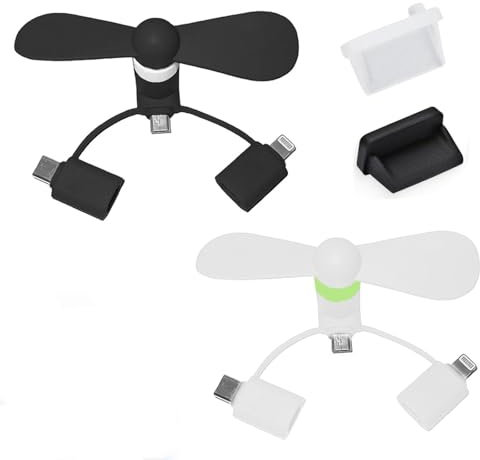 Mini Ventiladores para Teléfono Móvil,3 en 1 Ventilador para Teléfono Móvil,Mini Ventilador USB,Flexible Portátil Ventilador USB Ajustable,Para casa, La escuela, Viajar,2 PCS