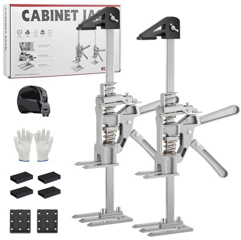 Labor Saving Arm Jack 2 Pack,Furniture Lifter,Adjustment Lifting Tool Jack Stands with Scale,Two-Speed Multi-Use Door Lifter Tool,Cabinet Jack for Installing Cabinets,Doors,Beds,400KG