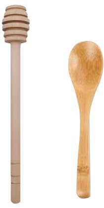 2 Pcs Wooden Honey Spoon & Honey Dipper Stick Set, 15cm Honey Stirrer for Honey, Jam, Syrup, and More - Eco-Friendly Bamboo Honey Mixing Tools