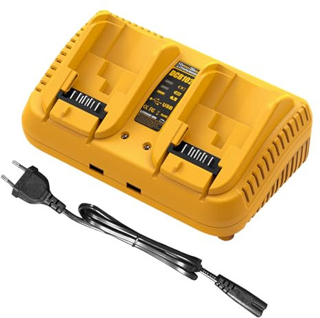 TALOEYH - Caricabatterie di ricambio compatibile con batteria Dewalt da 12 V/20 V, caricatore rapido a 2 porte compatibile con batteria al litio serie Dewalt DCB DCB102 DCB124 DCB203 DCB206 DCB606