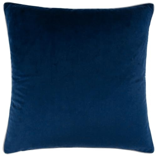 furn. Meridian Polyester Filled Cushion (Navy/Silver - 45 x 45cm) | Soft velvet cushion with contrast piping and polyester filling. 45 x 45cm. Ready to style.