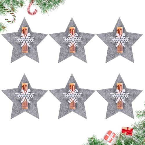 Hestya 6 Weihnachten Geldgeschenke Set Geldverpackung, Stern | Weihnachtsstrümpfe, Filzdekorationen Geldverpackung, Lustige Geschenk Verpackung, Weihnachtsdeko zum Verschenken für Geld